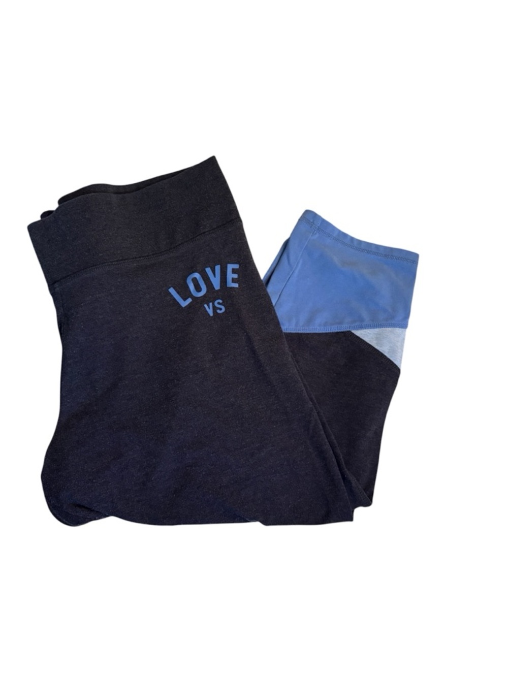 Victoria's Secret Blue LOVE VS Colorblock Capri Leggings
